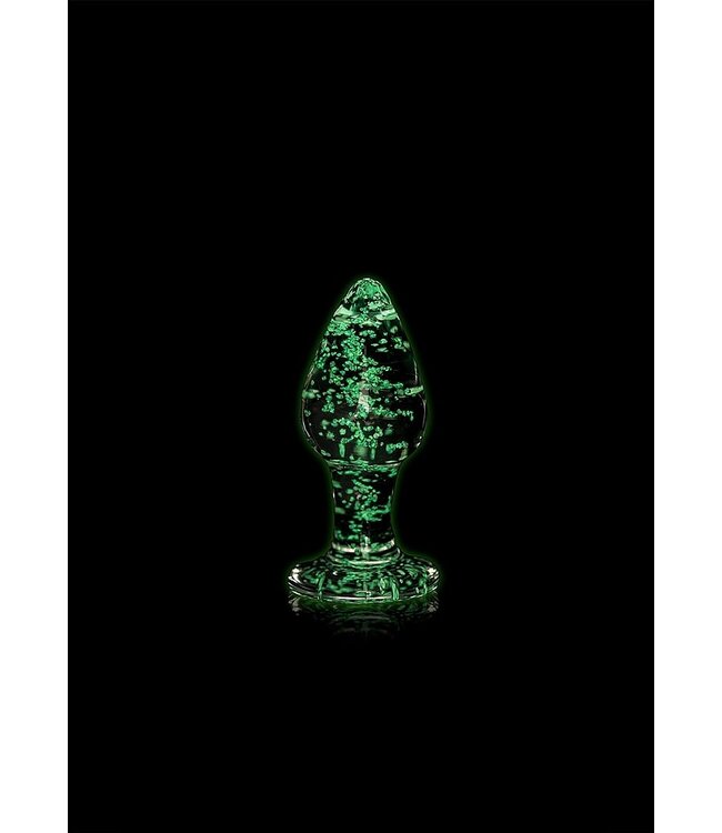 Ouch! Glow in the Dark Glow in the Dark Glass Butt Plug - 7 cm Anal Pleasure Toy