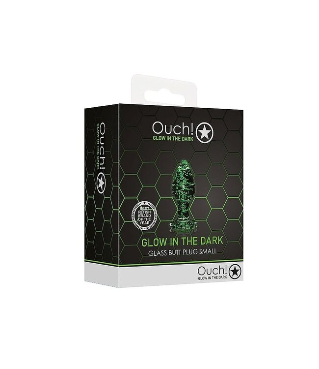 Ouch! Glow in the Dark Glazen Anale Buttplug 7 cm Met Glow in the Dark Fluorescerend Effect