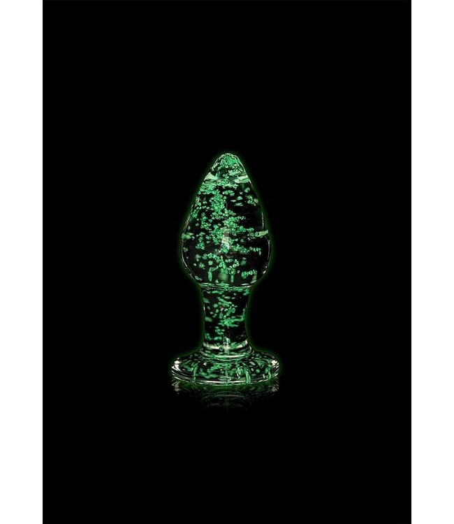 Ouch! Glow in the Dark Glazen Anaal Plug 8 cm Met Glow in the Dark Fluorescentie | Ouch! by Shots