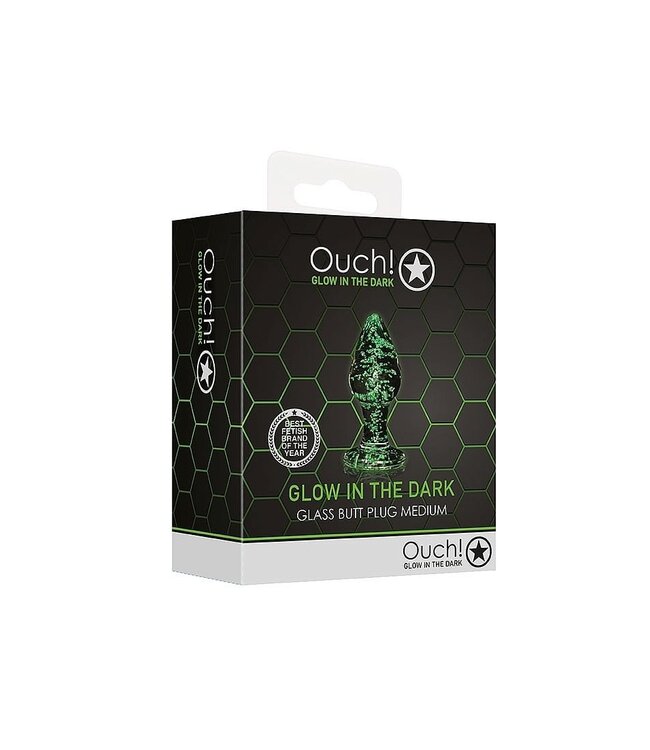 Ouch! Glow in the Dark Glow in the Dark Glass Butt Plug 8cm | Ouch! by Shots