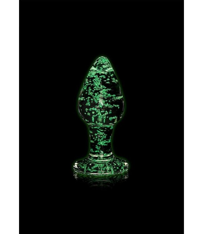Ouch! Glow in the Dark Glow in the Dark Glazen Butt Plug Groot Met Fluorescerend Design