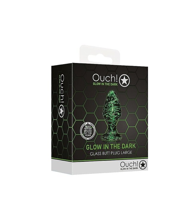 Ouch! Glow in the Dark Glow in the Dark Glas-Buttplug groß – Fesselndes Vergnügen im Dunkeln