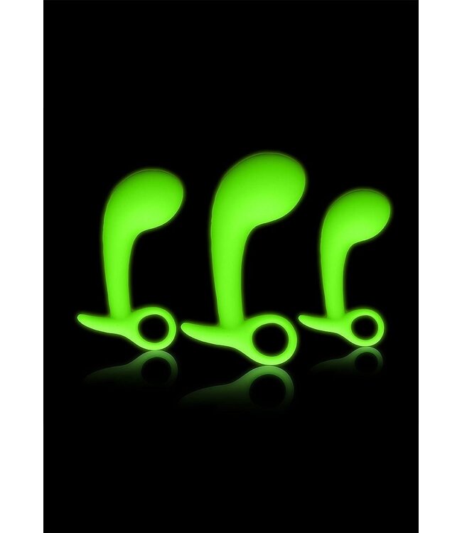 Ouch! Glow in the Dark Glow in the Dark Prostate Pleasure Set - 3 Silicone Butt Plugs
