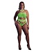 Ouch! Glow in the Dark UV-Active Neon Lingerie Bodysuit with Flattering Greek Neckline