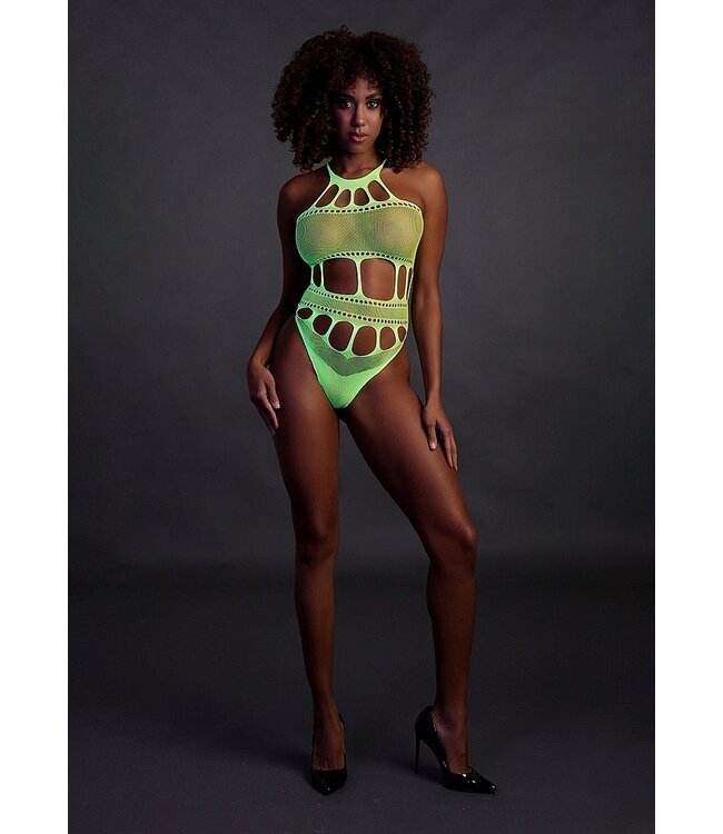 Ouch! Glow in the Dark Stylische Neon-Lingerie mit griechischem Ausschnitt und UV-Effekt