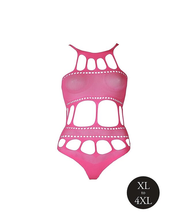 Ouch! Glow in the Dark Neon UV-Actieve Body Met Griekse Halslijn In Roze En Groen – Comfortabel & Rekbaar