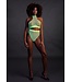 Ouch! Glow in the Dark Neon Crop Turtleneck Met Hoge Taille Slip Voor UV-Actieve Lingerie