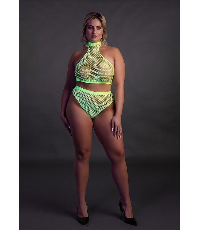 Ouch! Glow in the Dark Neon Turtleneck & High-Waisted Briefs | UV-Activated Comfort Wear