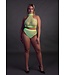 Ouch! Glow in the Dark Neon Crop Turtleneck Met Hoge Taille Slip Voor UV-Actieve Lingerie