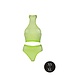 Ouch! Glow in the Dark Neonfarbener Crop-Top und Hochtailliger Slip - Verführerische Lingerie