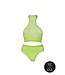 Ouch! Glow in the Dark Neon Crop Turtleneck Met Hoge Taille Slip Voor UV-Actieve Lingerie