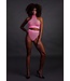 Ouch! Glow in the Dark UV-Actieve Neon Crop Top Met Turtleneck En Hoge Taille Slip – Plus Size