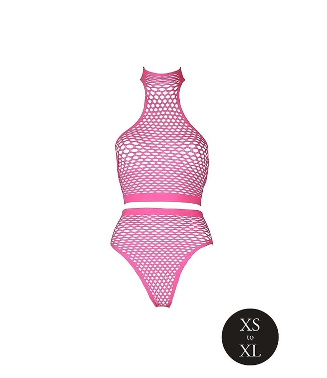 Ouch! Glow in the Dark Neonrosa Crop-Top & Slip – UV-aktive Lingerie für jeden Anlass in Übergrößen