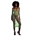 Ouch! Glow in the Dark Neon Groen UV-Actieve Off-Shoulder Crop Top Met Lange Mouwen En Rok