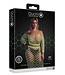 Ouch! Glow in the Dark Neon Groen UV-Actieve Off-Shoulder Crop Top Met Lange Mouwen En Rok