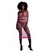 Ouch! Glow in the Dark UV-Actieve Neon Roze Off-Shoulder Crop Top Met Lange Rok Plus Size Set