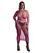 Ouch! Glow in the Dark UV-aktives Neonrosa Crop-Top und langer Rock Plus Size für Partys