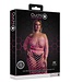 Ouch! Glow in the Dark UV-Actieve Neon Roze Off-Shoulder Crop Top Met Lange Rok Plus Size Set
