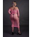Ouch! Glow in the Dark UV-Actieve Neon Roze Off-Shoulder Crop Top Met Lange Rok Plus Size Set