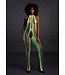 Ouch! Glow in the Dark Plusmaat Neon Halterneck Bodystocking Met UV-Actieve Stof Groen