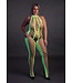Ouch! Glow in the Dark Plusmaat Neon Halterneck Bodystocking Met UV-Actieve Stof Groen