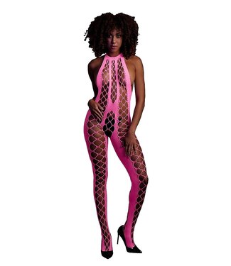 Ouch! Glow in the Dark Neon Pink Halter Neck Bodystocking – Stretchy & UV-Activated Lingerie