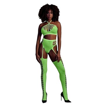 Ouch! Glow in the Dark Neon-Lingerie: Sexy Crop-Top & Strümpfe in Übergrößen für Partynächte