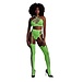 Ouch! Glow in the Dark Neon Two-Piece Set: UV-Activated Crop Top & Suspender Stockings
