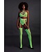 Ouch! Glow in the Dark Neon Two-Piece Set: UV-Activated Crop Top & Suspender Stockings