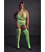 Ouch! Glow in the Dark Neon Two-Piece Set: UV-Activated Crop Top & Suspender Stockings