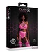 Ouch! Glow in the Dark Neonrosa Plus Size Dessous-Set mit Crop Top und Strümpfen für Partys
