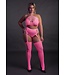 Ouch! Glow in the Dark Neon Pink Plus Size Lingerie Set: Crop Top & Stockings for Parties