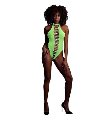 Ouch! Glow in the Dark UV-Active Neon Green High-Cut Bodysuit | Ouch! By Shots