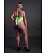 Ouch! Glow in the Dark UV-aktiver Hoch geschnittener Body in Neongrün | Sexy Neon-Lingerie