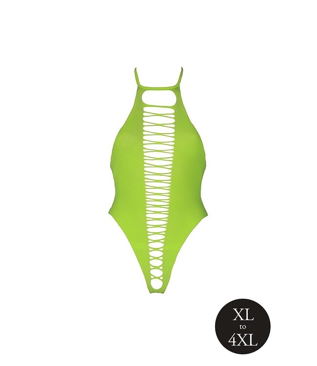 Ouch! Glow in the Dark UV-Active Neon Green High-Cut Bodysuit | Ouch! By Shots