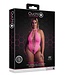 Ouch! Glow in the Dark UV-Actieve High-Cut Body Neonroze Met Halternek Plus Size Lingerie