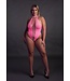Ouch! Glow in the Dark Neon Pink High-Cut Bodysuit | Plus Size Lingerie XS-XXXL