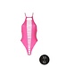 Ouch! Glow in the Dark UV-Actieve High-Cut Body Neonroze Met Halternek Plus Size Lingerie