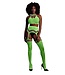 Ouch! Glow in the Dark UV-Actieve Neon Tweedelige Crop Top Set Met Jarretel En Kousen