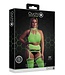 Ouch! Glow in the Dark UV-Actieve Neon Tweedelige Crop Top Set Met Jarretel En Kousen