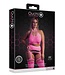 Ouch! Glow in the Dark UV-Active Neon Lingerie Set with Crop Top & Stockings - XS to XXXL