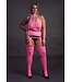 Ouch! Glow in the Dark UV-Active Neon Lingerie Set with Crop Top & Stockings - XS to XXXL