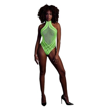 Ouch! Glow in the Dark Neon Groen UV-Actieve Body Met Halternek Voor Feest en Lingerie