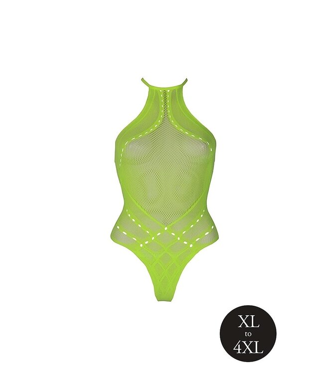 Ouch! Glow in the Dark UV-Activated Halter Neck Bodysuit - Neon Green & Pink Available!