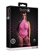 Ouch! Glow in the Dark Plus Size Neonroze UV-Actieve Body Met Halternek | Elastaan & Nylon