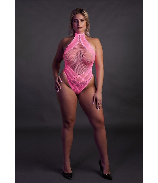 Ouch! Glow in the Dark Neonrosa Neckholder Lingerie | Plus Size XS-XXXL für Komfort und Stil