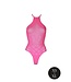 Ouch! Glow in the Dark Plus Size Neonroze UV-Actieve Body Met Halternek | Elastaan & Nylon