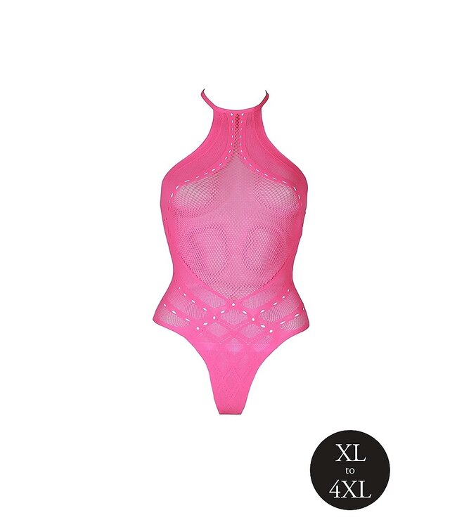 Ouch! Glow in the Dark Neonrosa Neckholder Lingerie | Plus Size XS-XXXL für Komfort und Stil