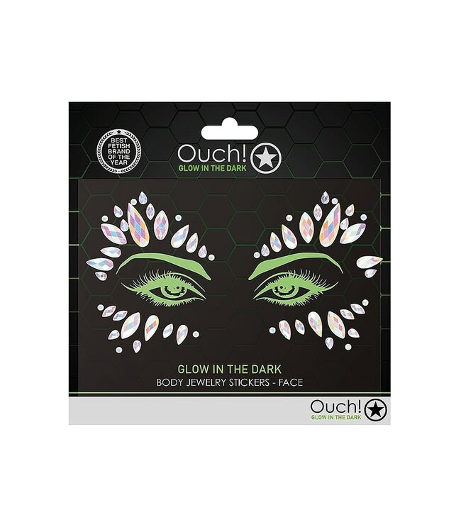 Ouch! Glow in the Dark Glow Bling Gezicht En Lichaamsstickers Met Lichtgevende Juweeleffecten