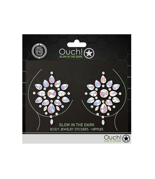 Ouch! Glow in the Dark Glitter & Glow-in-the-Dark Body Jewelry Stickers for Nipples